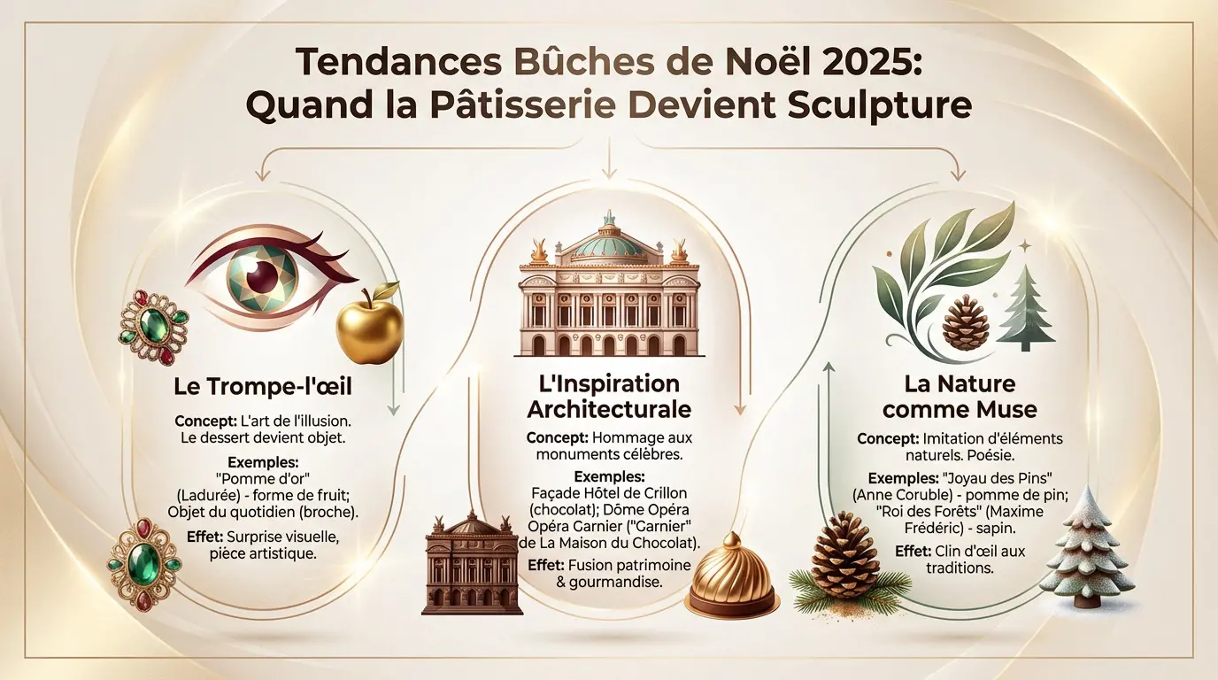 Bûches de Noël 2025 artistiques et sculpturales