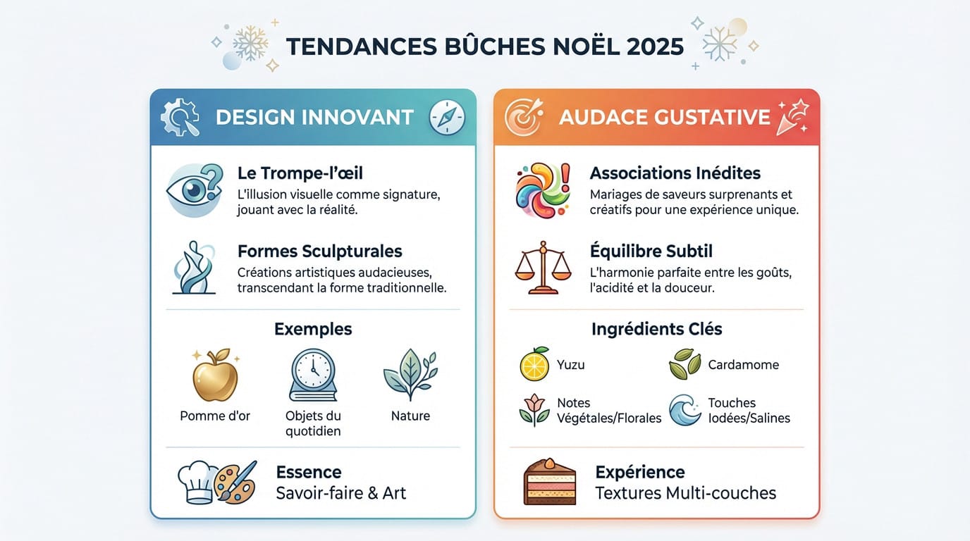 Bûches de Noël 2025 tendances design et saveurs pâtissières