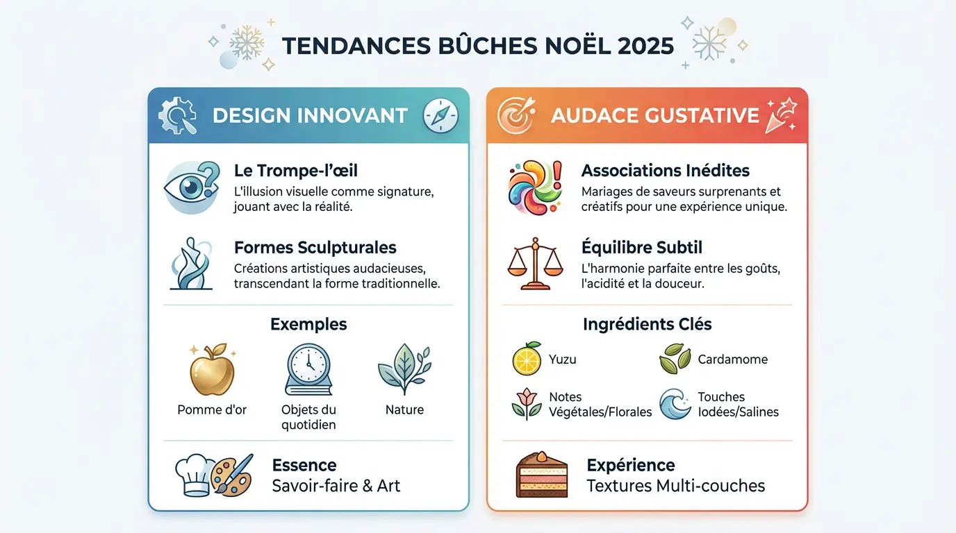 Bûches de Noël 2025 tendances design et saveurs pâtissières