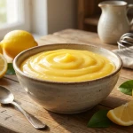 Crème au citron maison sur table rustique