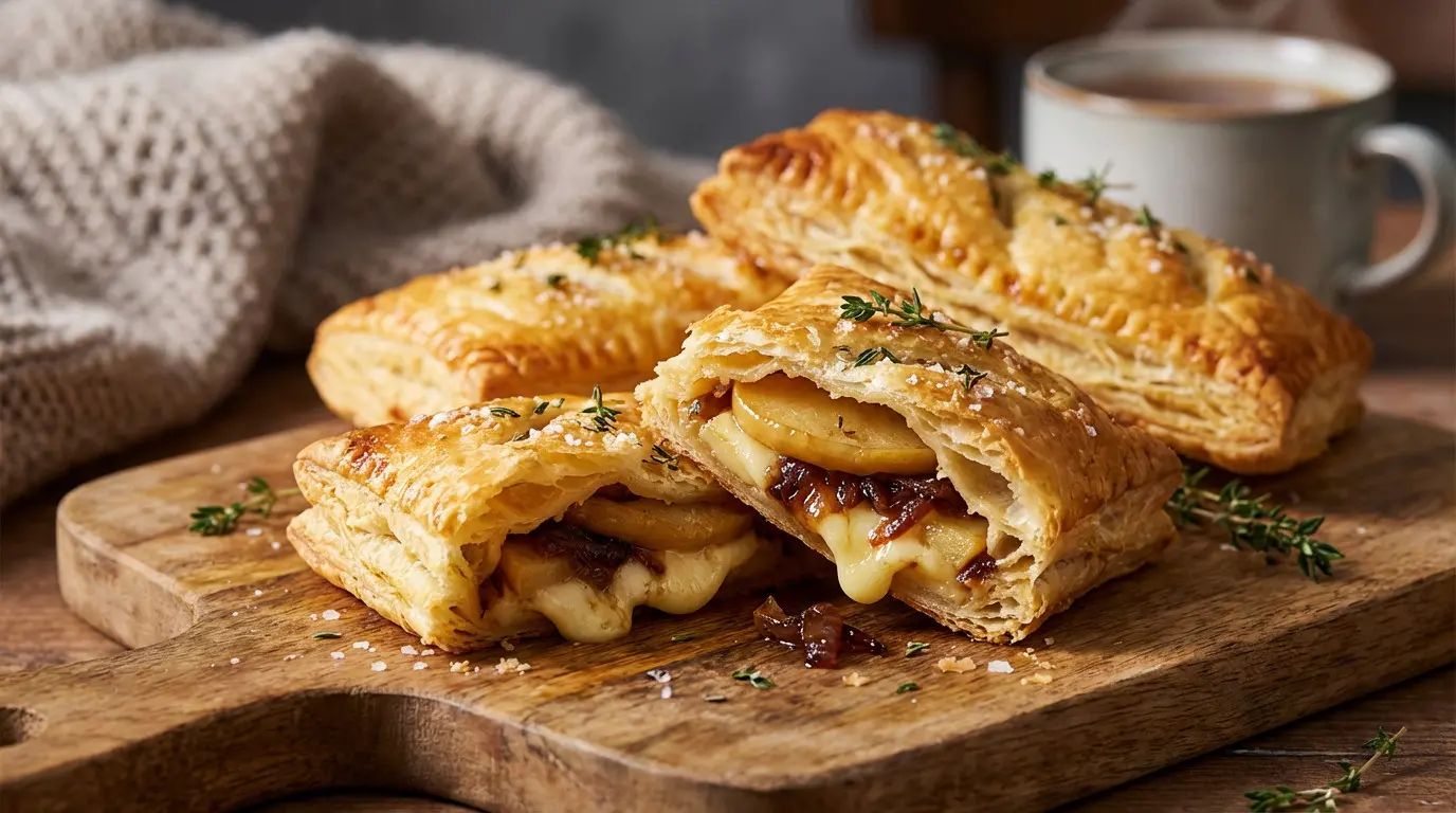 Feuilletés croustillants au fromage et oignons caramélisés