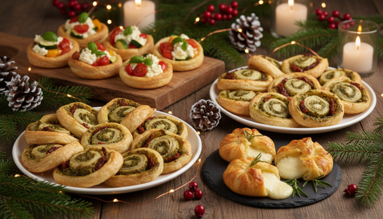 découvrez 3 recettes express et gourmandes à base de pâte feuilletée pour un apéro de noël réussi. préparez un réveillon sans stress avec ces idées faciles et savoureuses.