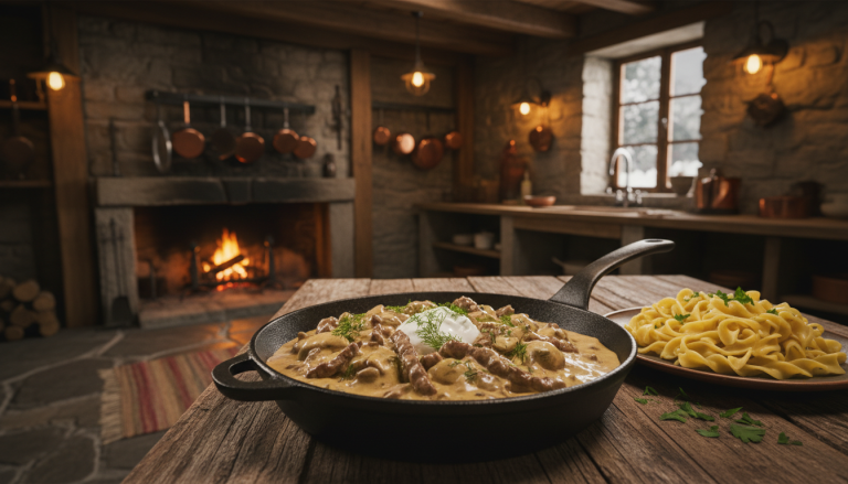 découvrez la recette du bœuf stroganoff, un classique russe savoureux qui réchauffe vos repas en seulement 30 minutes. facile et rapide à préparer, parfait pour un dîner convivial.