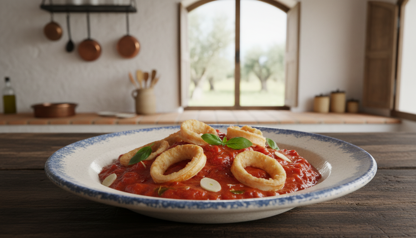 découvrez notre recette rapide et légère de calamars fondants à la sauce tomate, préparée avec le thermomix pour un plat savoureux et plein de douceur.