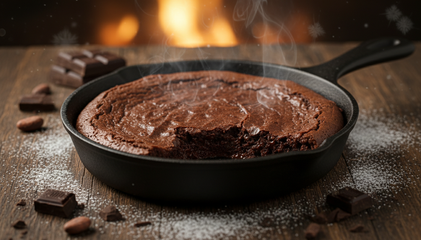 découvrez ce brownie rustique poêlé, une douceur hivernale gourmande qui fond délicieusement en bouche, réchauffant les cœurs et éveillant les papilles.