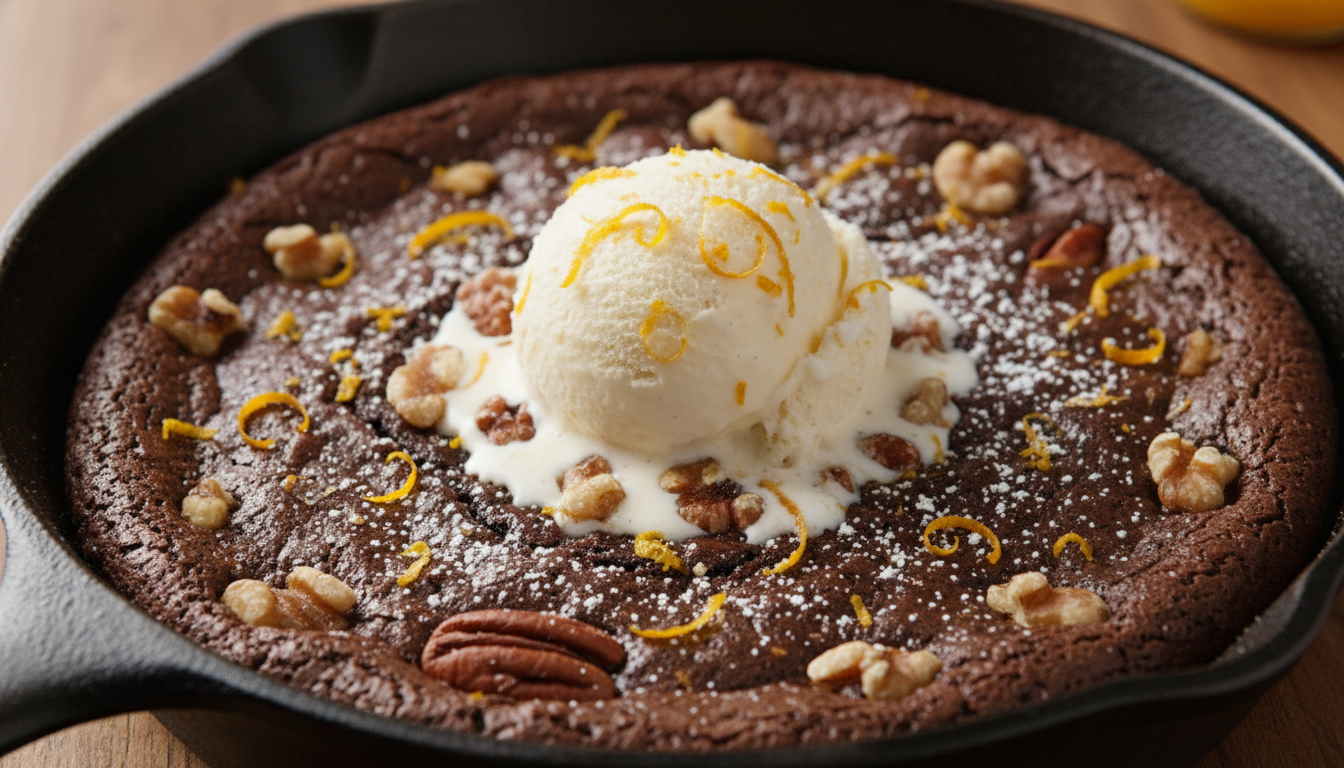 découvrez notre brownie rustique poêlé, une douceur hivernale irrésistible qui fait fondre les cœurs et émerveille les papilles avec chaque bouchée chaude et fondante.