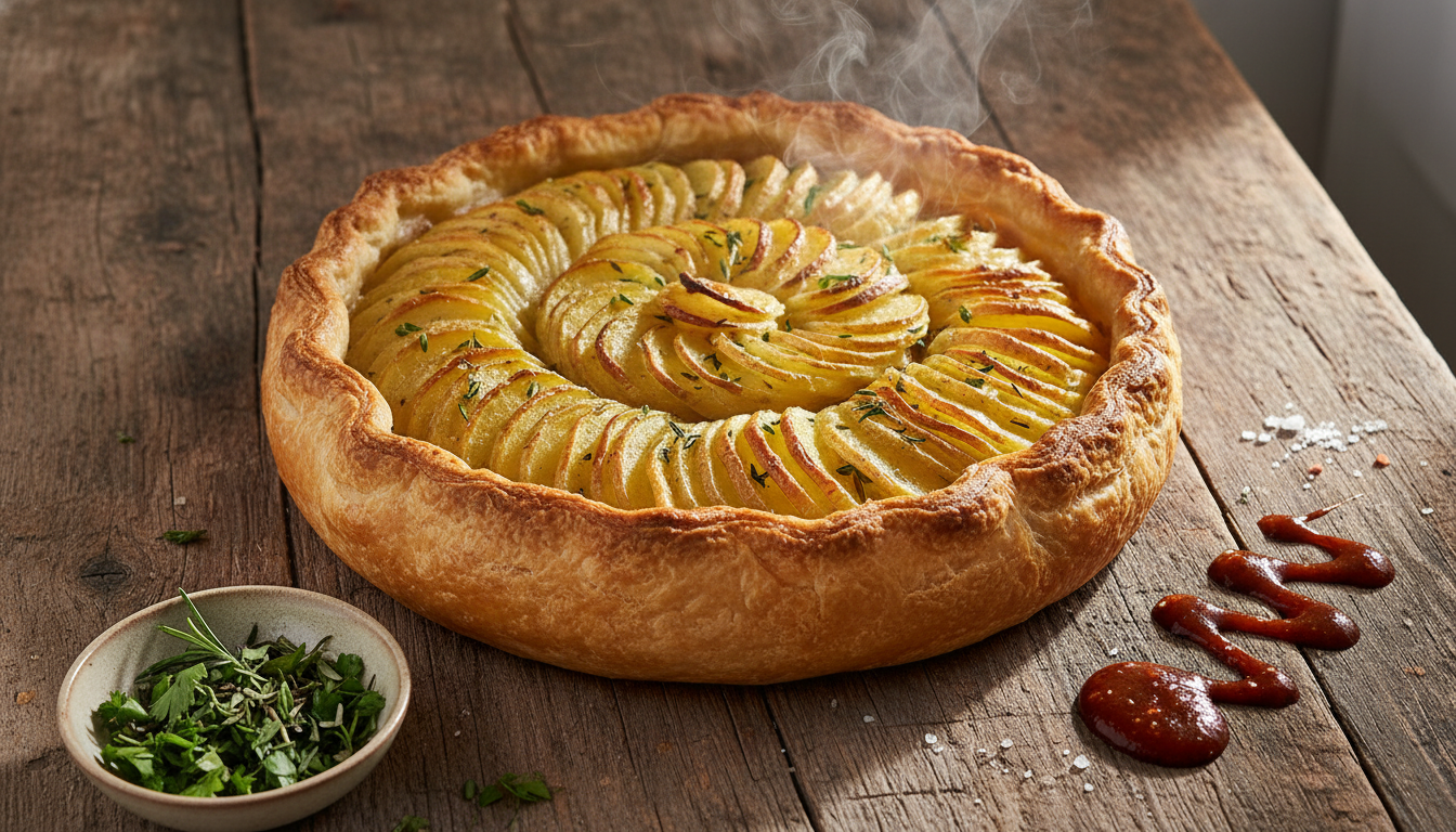 découvrez la tarte aux pommes de terre qui semble simple, mais cache un secret de chef pour un goût exceptionnel et surprenant.
