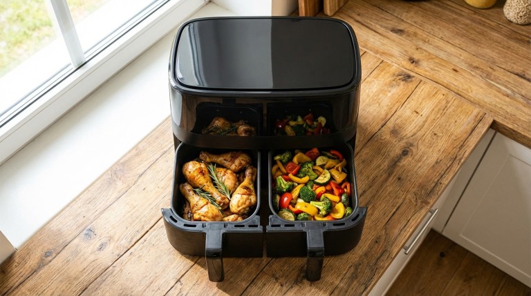 découvrez la friteuse sans huile oqcsuat 10l à double compartiment, alliant performance et praticité pour des fritures saines et savoureuses. test complet et avis détaillé.