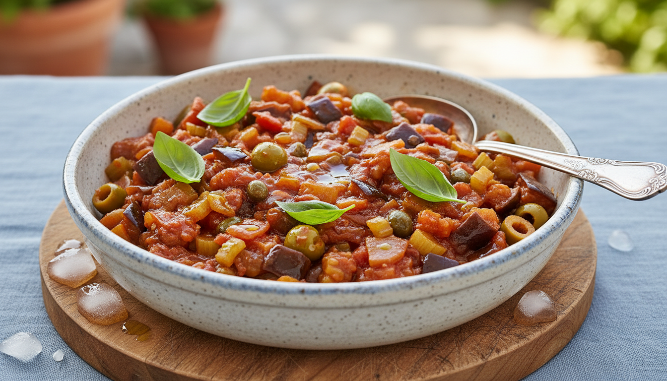 savourez la caponata sicilienne maison, un délice ensoleillé et gourmand qui vous transporte en méditerranée, pour un voyage gustatif inoubliable même hors des vacances.