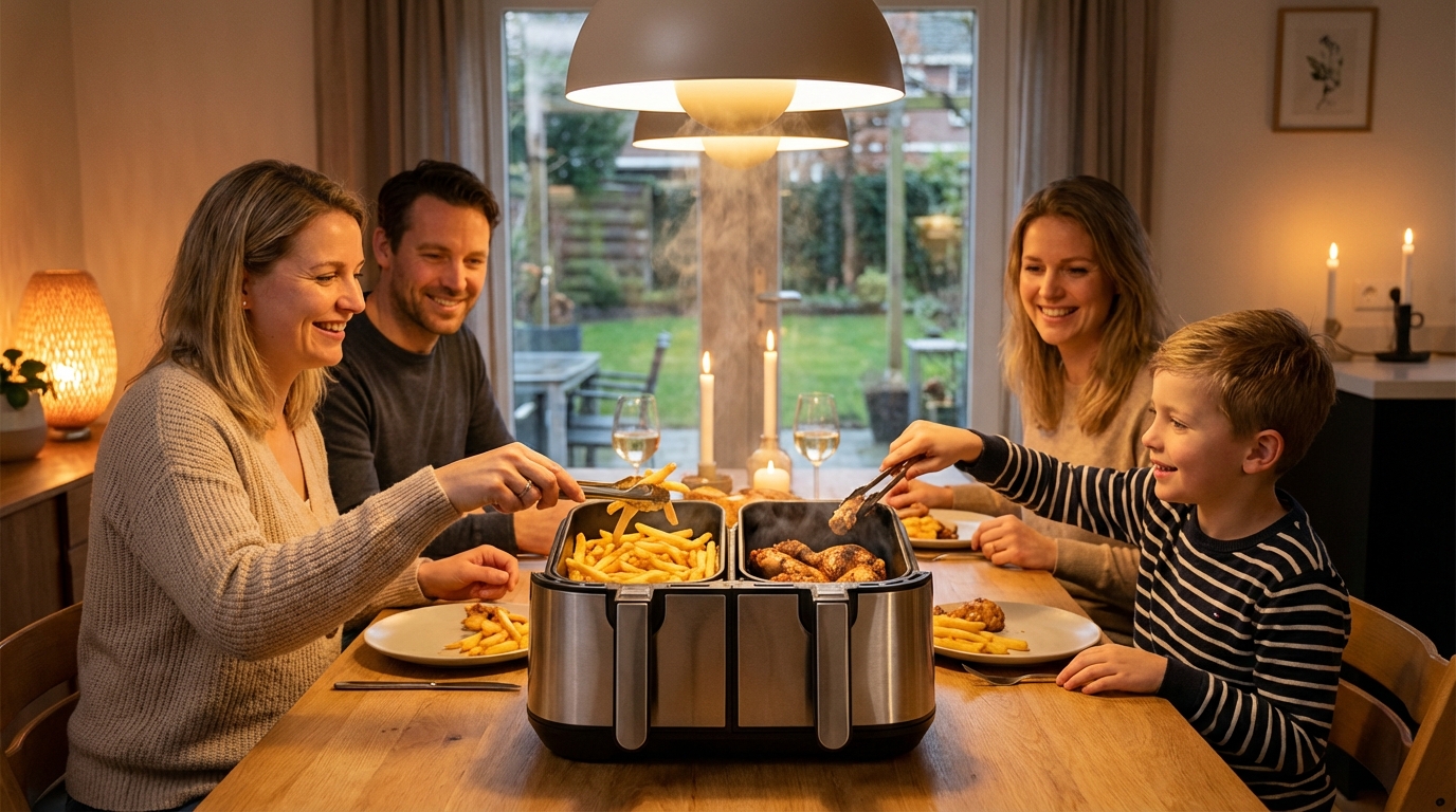 découvrez la friteuse xxl 12l à double compartiment pour cuisiner deux plats simultanément. gagnez du temps et cuisinez avec efficacité grâce à cet appareil performant et pratique.
