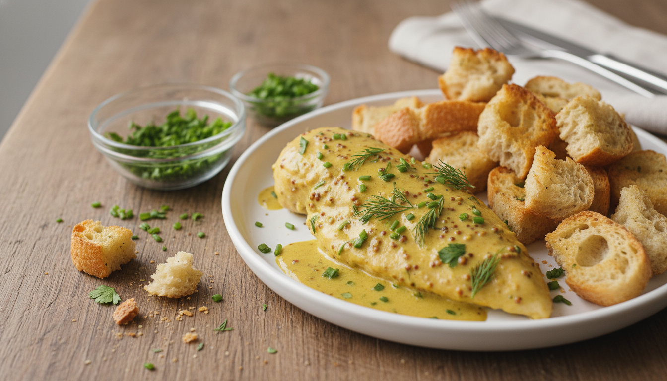 découvrez la recette facile et gourmande du poulet crémeux à la moutarde, un plat maison idéal pour un déjeuner savoureux et plein de douceur.