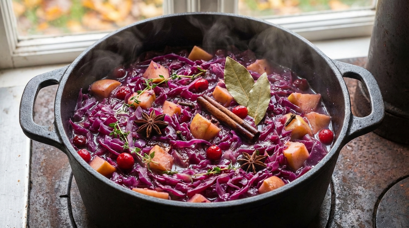 découvrez notre recette gourmande et équilibrée de chou rouge mijoté à la pomme et au vin rouge, un délice sain parfait pour vos repas savoureux et nutritifs.