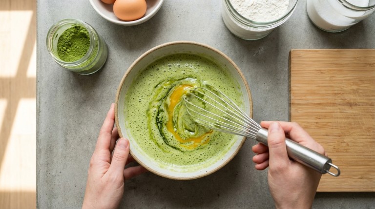 savourez nos roulés légers au matcha, garnis d'une crème onctueuse à la vanille pour une pause gourmande et raffinée.