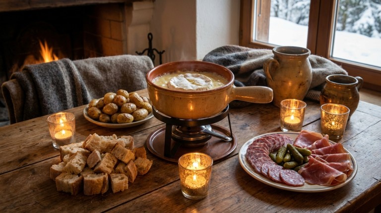 savourez une délicieuse fondue au camembert, sublimée par une touche rafraîchissante de cidre, pour un repas convivial et réconfortant.