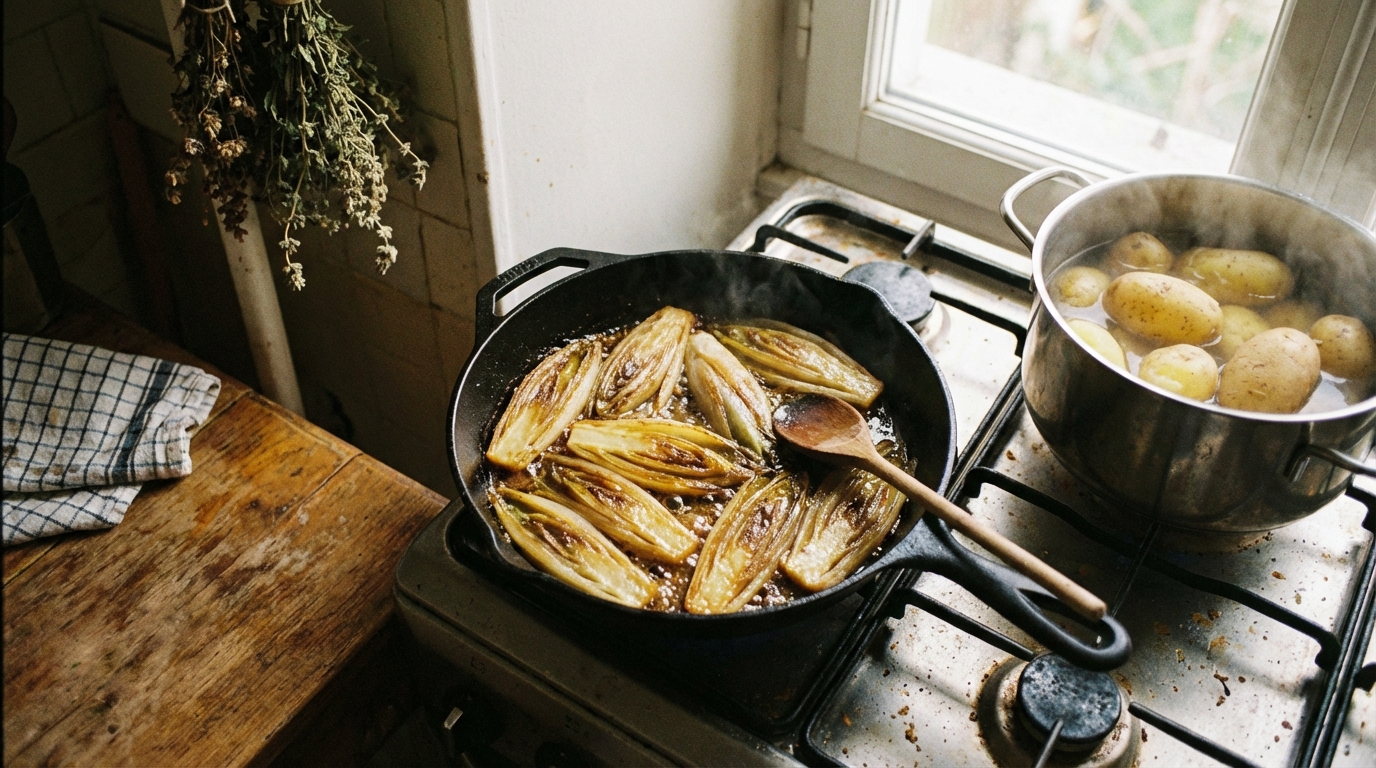 découvrez notre délicieuse raclette ch’ti alliant maroilles fondant, jambon savoureux et endives croquantes pour un repas réconfortant et gourmand.