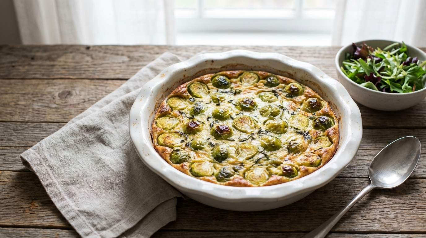 découvrez notre recette saine et gourmande de clafoutis léger aux choux de bruxelles, parfait pour un repas équilibré et savoureux.