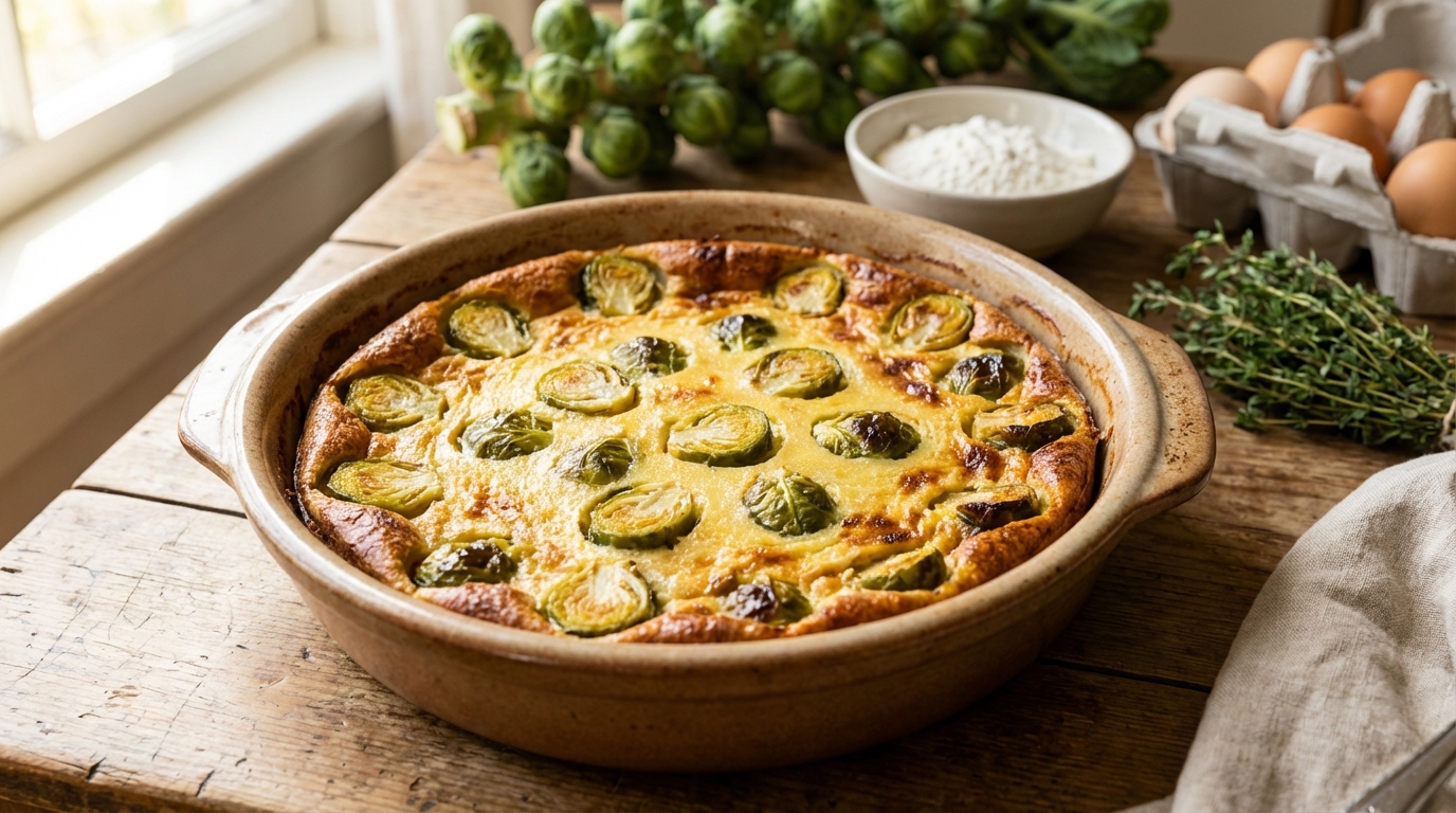 découvrez notre recette saine et gourmande de clafoutis léger aux choux de bruxelles, un plat délicieux parfait pour allier plaisir et légèreté.