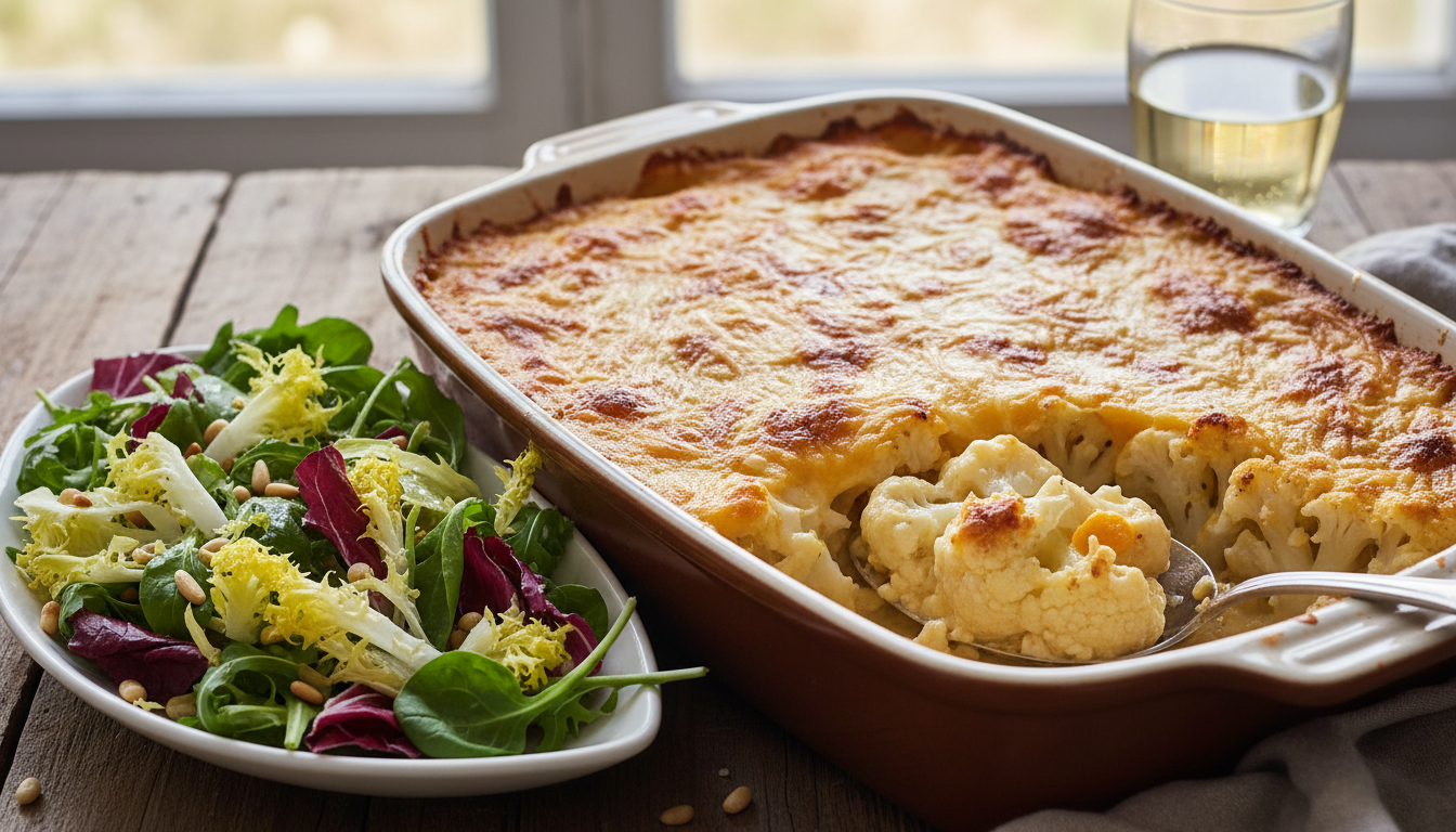 découvrez notre recette réconfortante de gratin de chou-fleur au fromage bleu, parfaite pour réchauffer vos soirées fraîches avec un plat savoureux et gourmand.