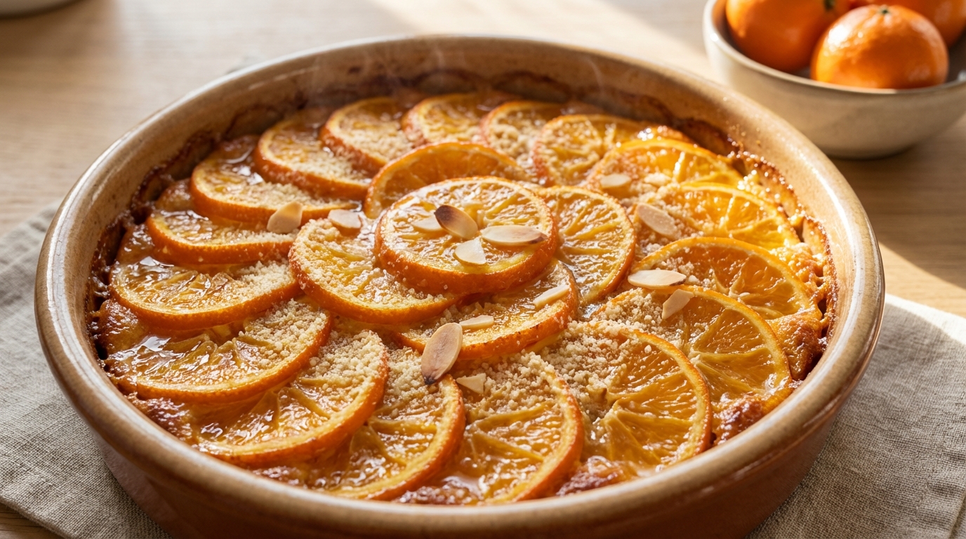 découvrez notre recette légère et gourmande de gratin de clémentines, délicatement parfumé à la poudre d'amande pour un dessert sain et savoureux.