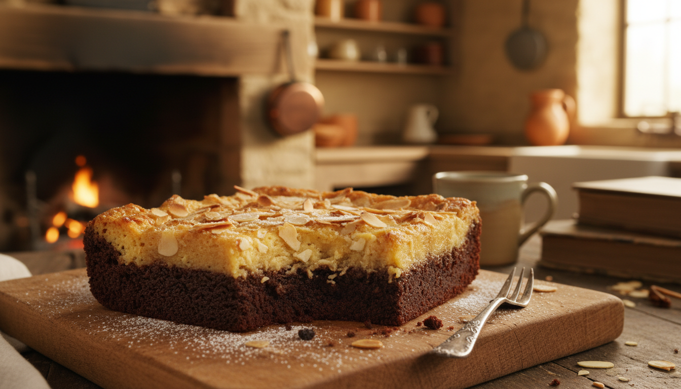 découvrez notre frangipane revisitée en brownie fondant, une alliance parfaite qui promet une explosion de saveurs à l'amande pour un dessert gourmand et unique.
