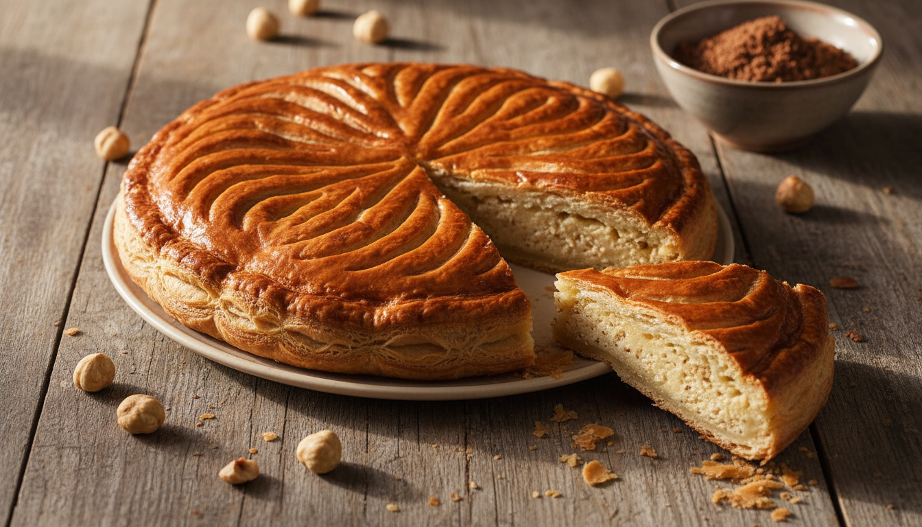 découvrez notre galette des rois de janvier, avec un feuilletage doré, une frangipane onctueuse et un arôme intense de noisette torréfiée pour une dégustation gourmande et traditionnelle.