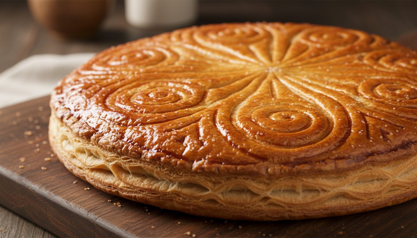 découvrez notre galette des rois de janvier, un feuilletage doré parfaitement croustillant, une frangipane onctueuse et un arôme intense de noisette torréfiée pour une dégustation gourmande et traditionnelle.