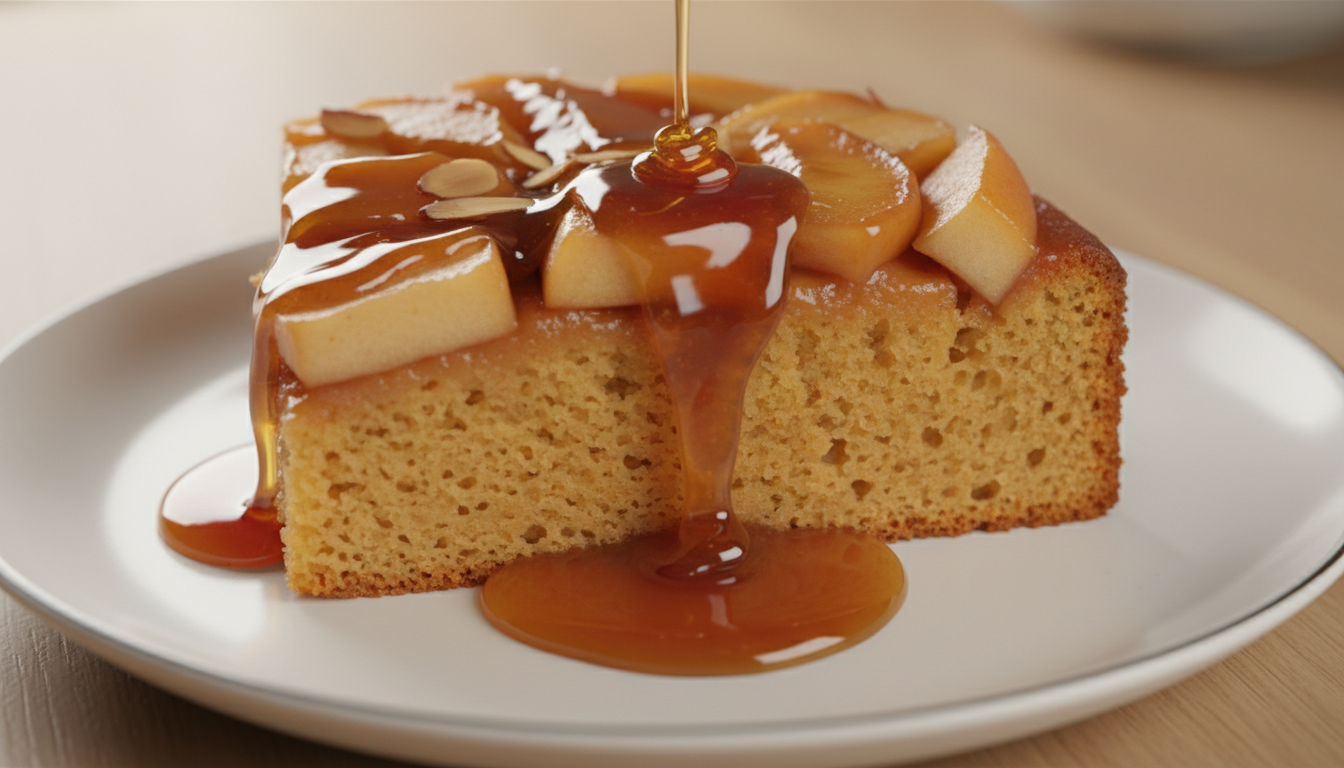 découvrez notre gâteau d’hiver aux pommes caramélisées, avec sa pâte fondante et son sirop doré, un classique réconfortant à savourer sans attendre.
