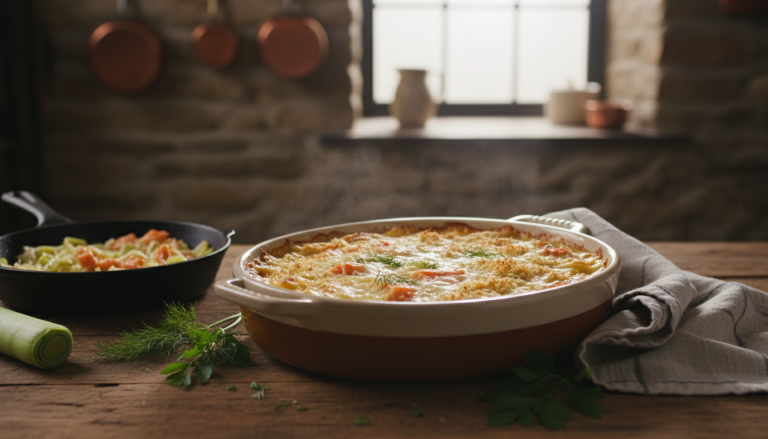 découvrez notre gratin crémeux de poireaux et saumon fumé, une recette réconfortante et gourmande idéale pour les soirées d'hiver froides. simple à préparer et savoureuse, elle réchauffera toute la famille.