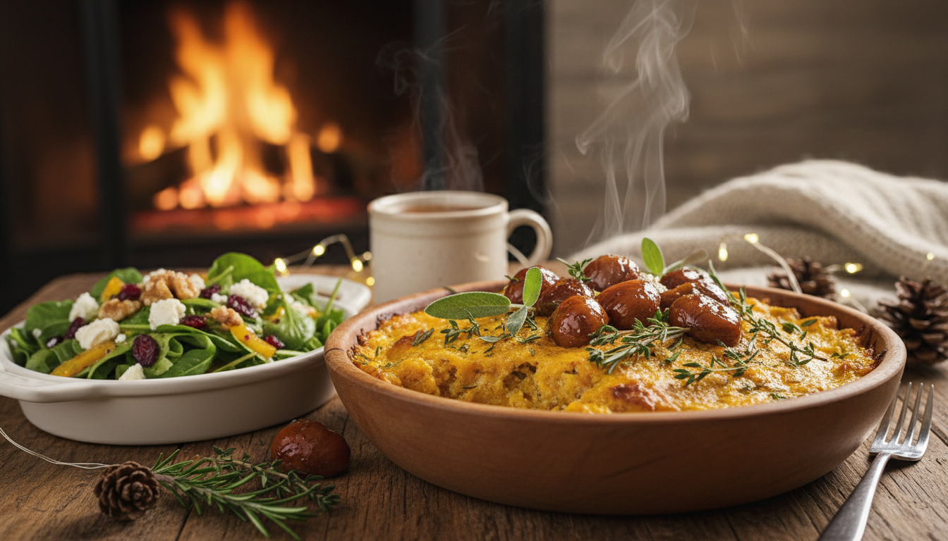 découvrez notre gratin doré et fondant à la courge et aux châtaignes, une recette hivernale réconfortante qui ravira vos papilles dès la première bouchée.