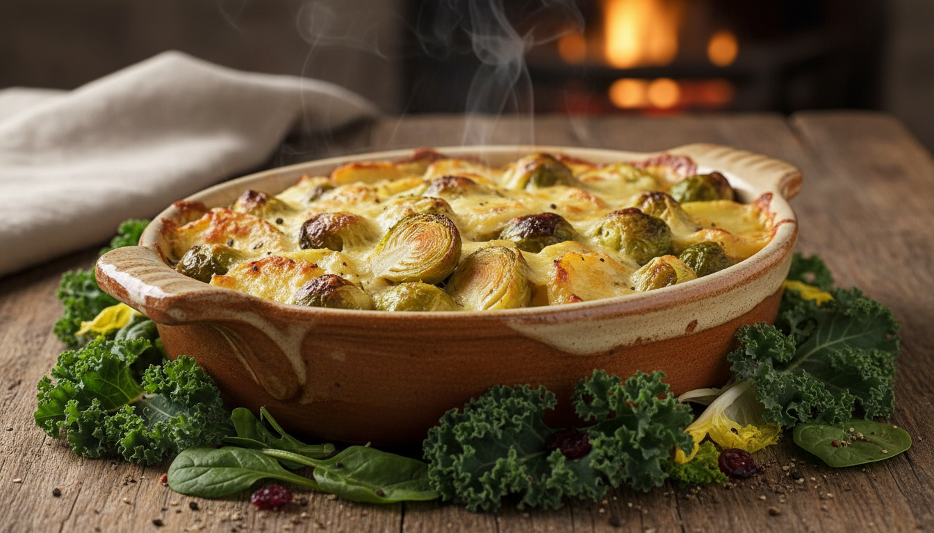 découvrez notre gratin hivernal de choux de bruxelles et pommes de terre, avec une cuisson préparatoire parfaite qui sublime ce classique réconfortant et savoureux.