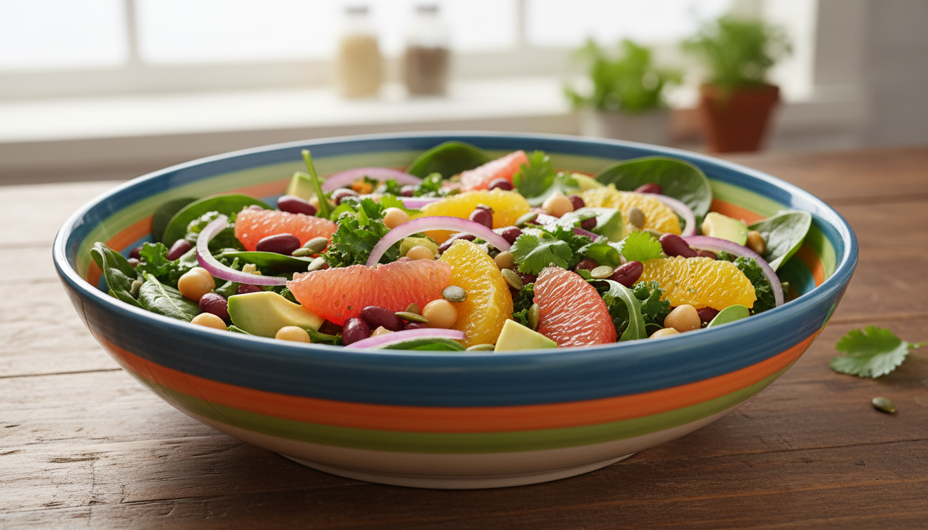 découvrez notre salade bien-être alliant haricots, agrumes et avocat, idéale pour détoxifier les excès festifs tout en savourant une gourmandise saine et fraîche.