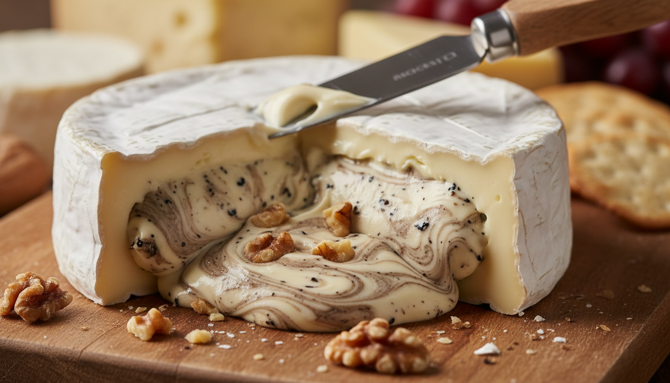 découvrez le brie truffé maison de noémie honiat, une alliance élégante et gourmande à petit prix pour sublimer votre plateau de fromages et ravir vos papilles.