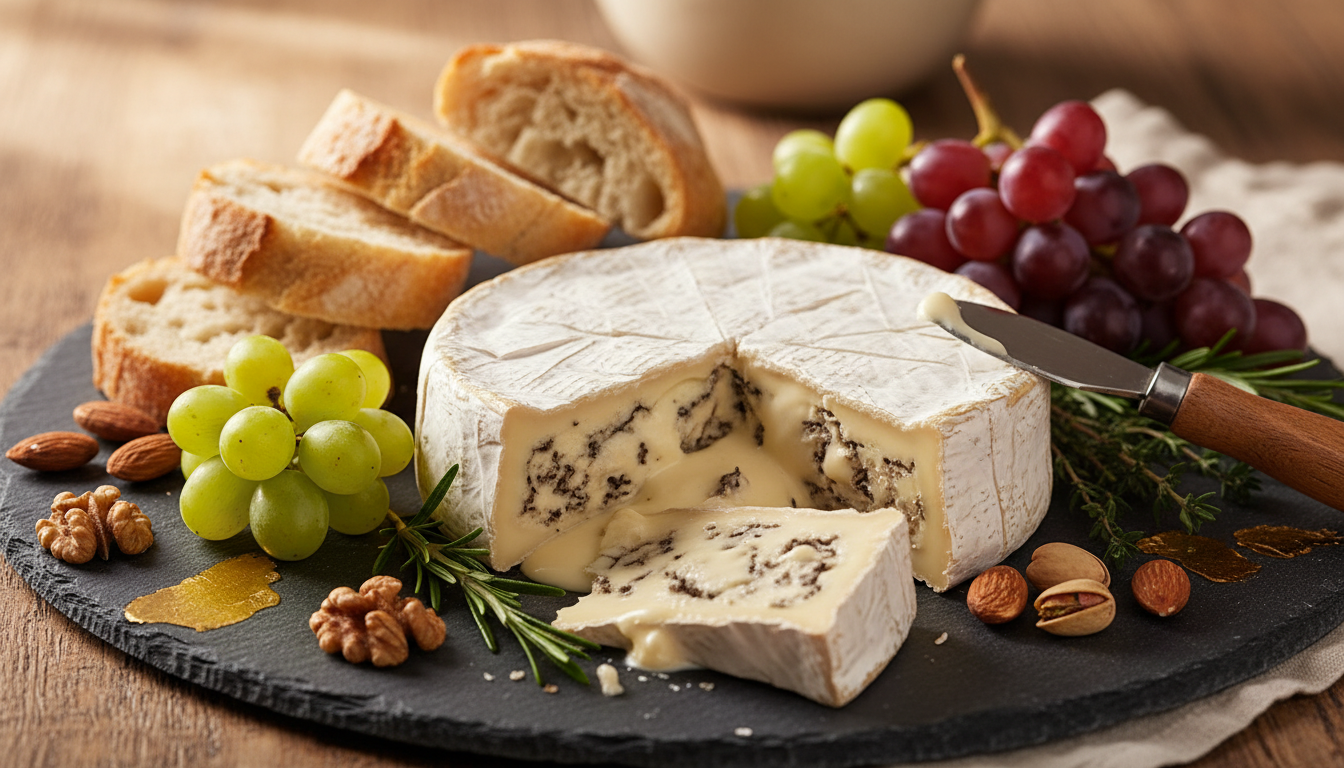 découvrez le brie truffé maison de noémie honiat, une délicieuse alliance d'élégance et de gourmandise à petit prix, parfaite pour sublimer votre plateau de fromages.