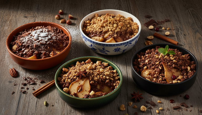 découvrez le crumble poires-chocolat fondant, un dessert hivernal incontournable alliant douceur gourmande et recettes traditionnelles de grand-mère pour réchauffer vos repas.