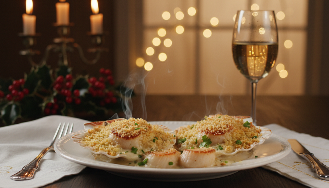 découvrez la recette des saint-jacques gratinées au vin blanc et crème, une délicieuse star incontournable pour sublimer votre réveillon et émerveiller vos papilles.