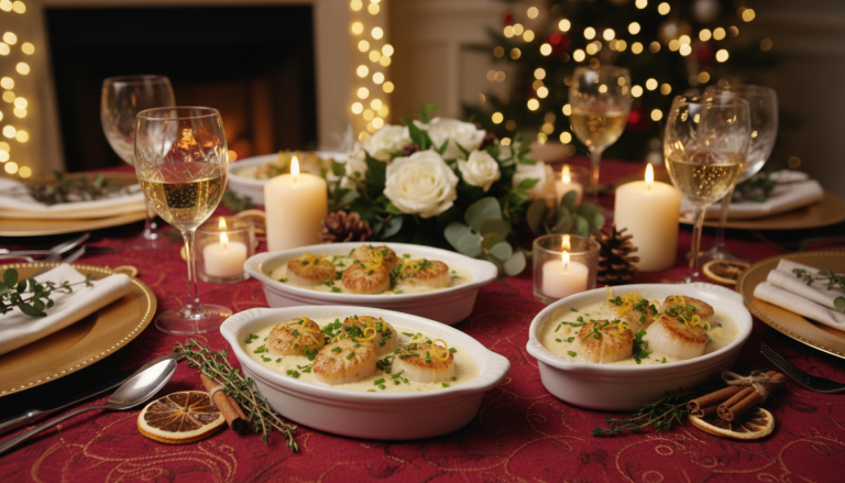 découvrez la recette des saint-jacques gratinées au vin blanc et à la crème, le plat incontournable pour un réveillon gourmand et raffiné.