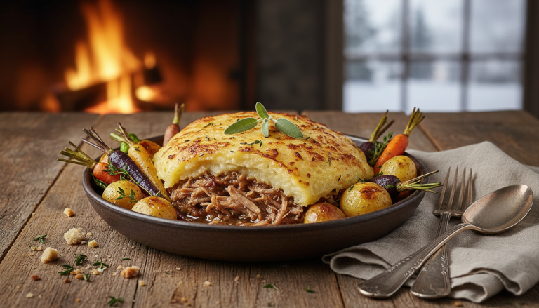 découvrez notre parmentier de canard confit hivernal, un plat savoureux alliant légumes de saison et viande tendre, parfait pour un repas complet et réconfortant durant les froides journées.