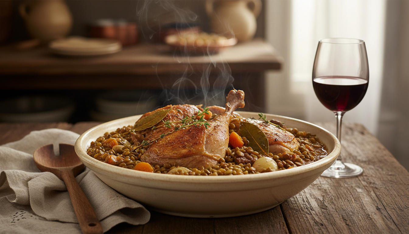 découvrez notre recette savoureuse de pintade aux lentilles, un mijoté parfumé qui réinvente les plats classiques familiaux avec douceur et gourmandise.