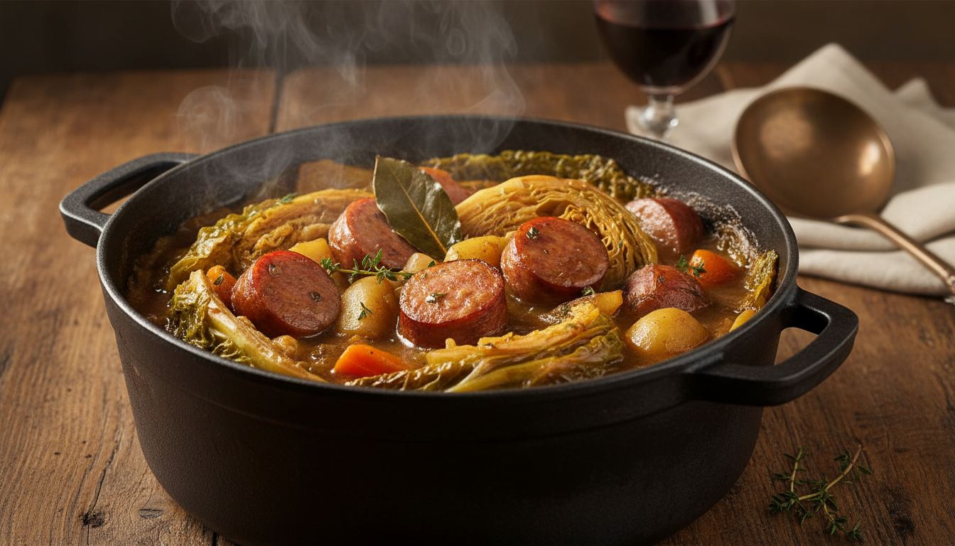 découvrez notre potée de chou mijotée pendant 2 heures, une recette réconfortante et simple à préparer pour réchauffer vos soirées d'hiver.