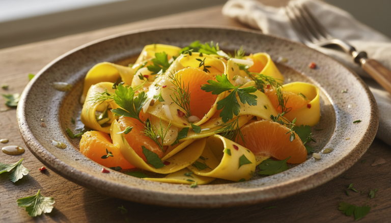 découvrez notre salade tiède de courge crue à l’orange, une recette croquante et pleine de saveurs, parfaite pour se régaler et se ressourcer après les fêtes.