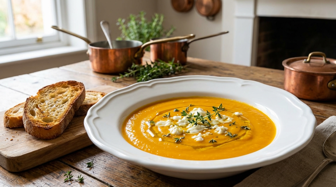 découvrez une recette gourmande et facile de soupe de potimarron au fromage de chèvre, parfaite pour réchauffer vos soirées d'automne avec douceur et saveurs.