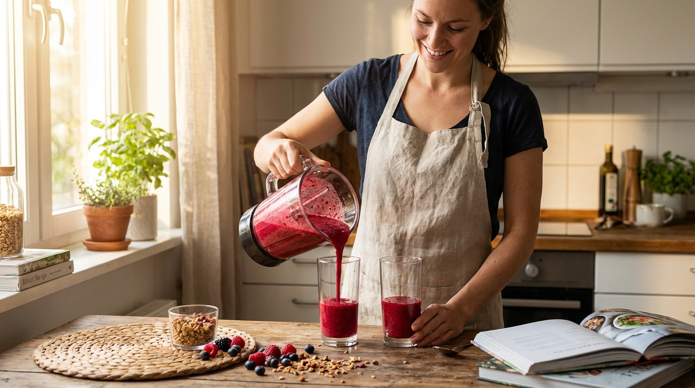 découvrez notre recette express de smoothie aux fruits rouges, une boisson fraîche et gourmande prête en seulement 5 minutes pour un plaisir sain et rapide.
