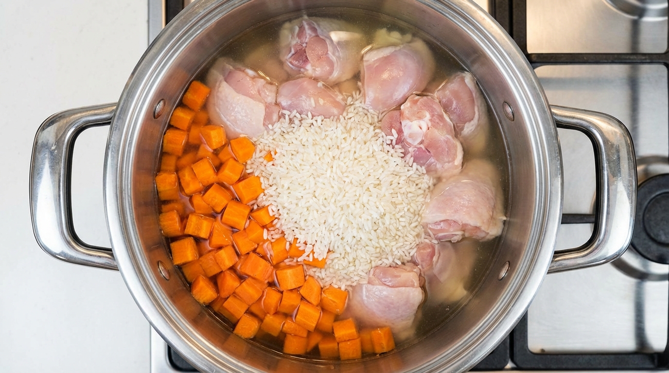 découvrez notre recette de soupe légère de poulet au riz et carottes, savoureuse et réconfortante, parfaite pour un repas sain et chaleureux.