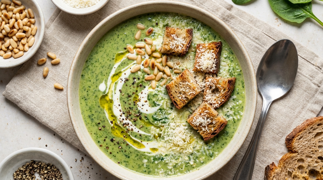 découvrez notre recette gourmande de soupe onctueuse aux épinards et fromage, parfaite pour se réchauffer et savourer un moment de douceur.