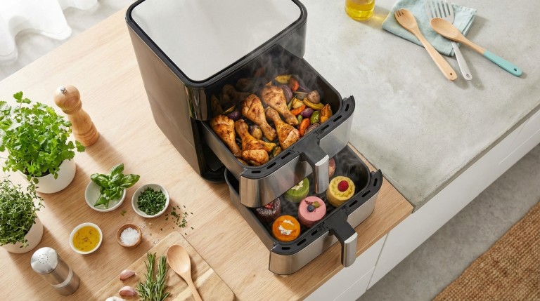 découvrez le test complet de la friteuse ninja double stack xl sl400euwh 9,5 l, qui révolutionne la cuisson sans huile avec ses performances, sa capacité généreuse et sa polyvalence.