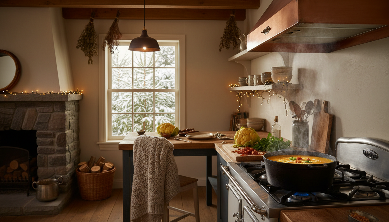 découvrez notre velouté de chou-fleur au chorizo, une recette réconfortante idéale pour réchauffer votre foyer et combattre la grisaille de l'hiver.