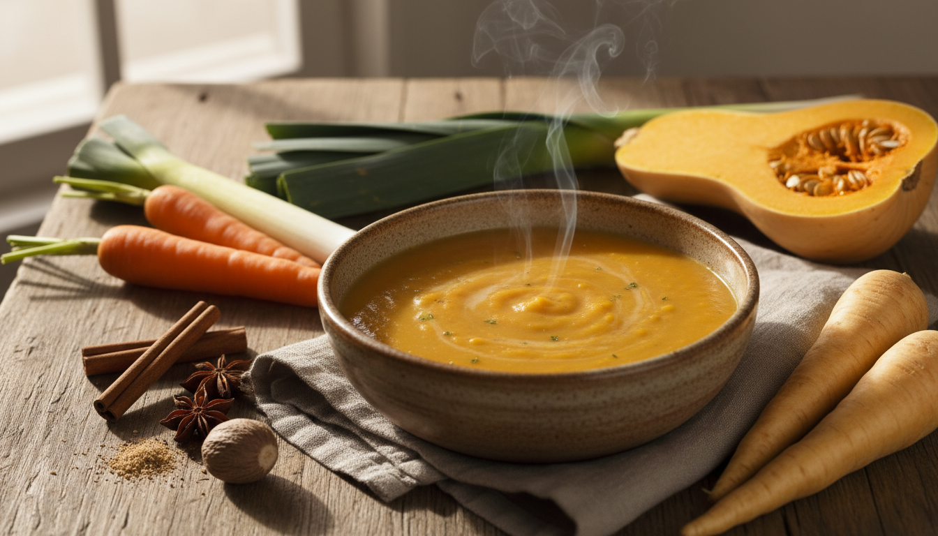 découvrez notre recette de velouté hivernal aux épices douces et légumes de saison, une préparation légère et réconfortante idéale pour se faire du bien pendant les froides journées.