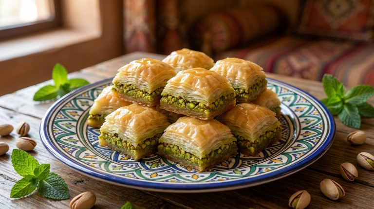 découvrez notre recette gourmande et raffinée de baklavas marocains légers aux pistaches, un dessert traditionnel délicieusement croustillant et parfumé.