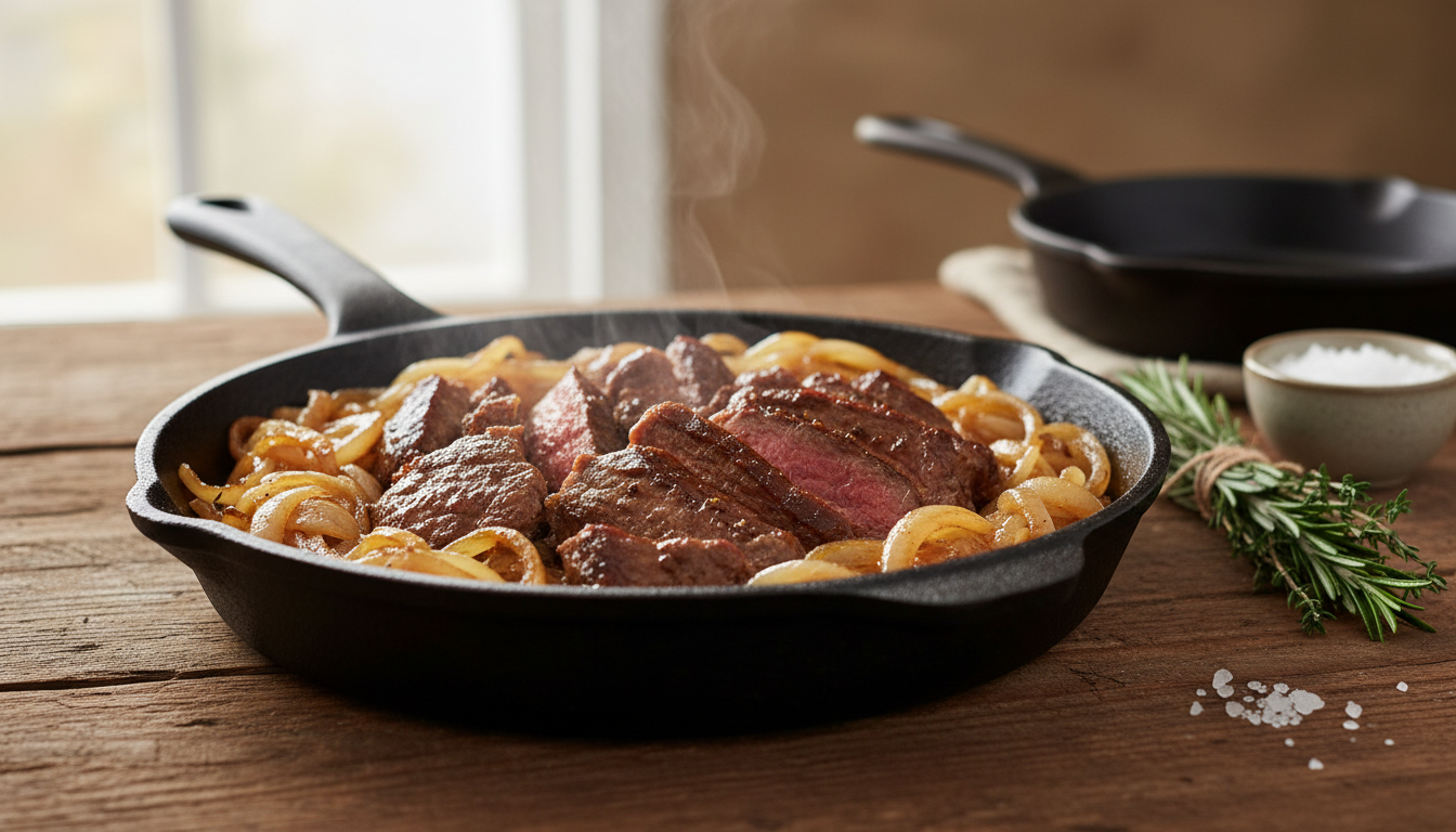 découvrez l'astuce de cuisson parfaite pour un bœuf aux oignons caramélisés savoureux qui sublimera votre dîner en toute simplicité.