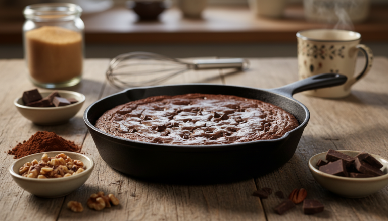découvrez la recette facile du brownie fondant sans cuisson au four, préparé à la poêle pour des goûters gourmands et rapides à réaliser.